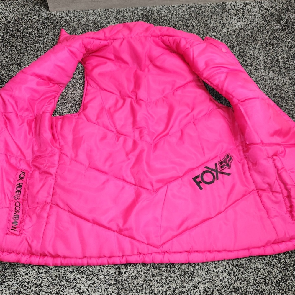 Y2k Fox Racing Fox Riders Reversible Black and Pink Puffer Vest Size L Punk Moto - Picture 6 of 8